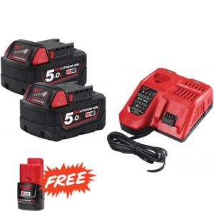 M18NRG502 - Pack Batterie NRJ 18V 5.0Ah Red Lithium syst M18 + Batterie 12V 2